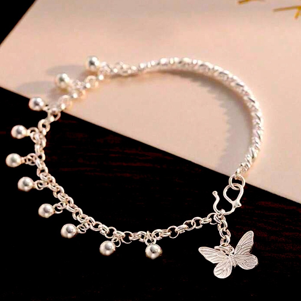 Elegant Silver Butterfly Charm Bracelet